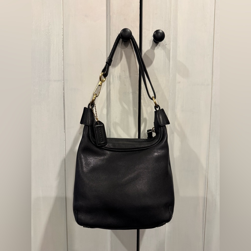 Coach Black Leather Hobo Bag.